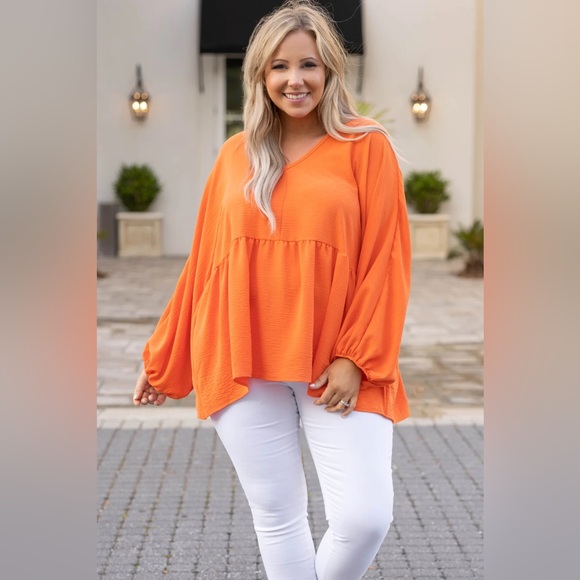 QUEEN FOR A DAY Top by ENTRO for CHIC SOUL Orange XL more like 2X UNWORN Flowy - Picture 1 of 11